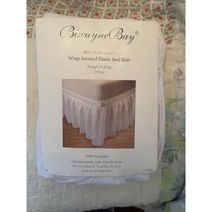 Biscayne Bay Wrap around elastic bed skirt, king/cal king, WHITE New
